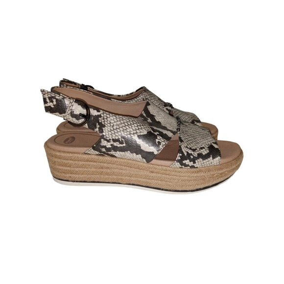 Dr. Shcolls Catch 22 Womens Slide Sandals Gray Leather Slingback Snake Print 10 - Picture 1 of 9